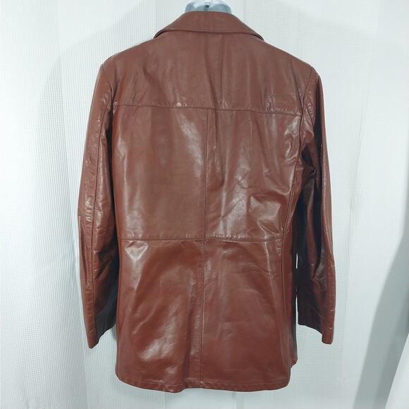 VINTAGE LONDON FOG! RICH PECAN BROWN GENUINE LEATHER ZIP OUT LINER COAT! SZ 42R - Picture 8 of 12